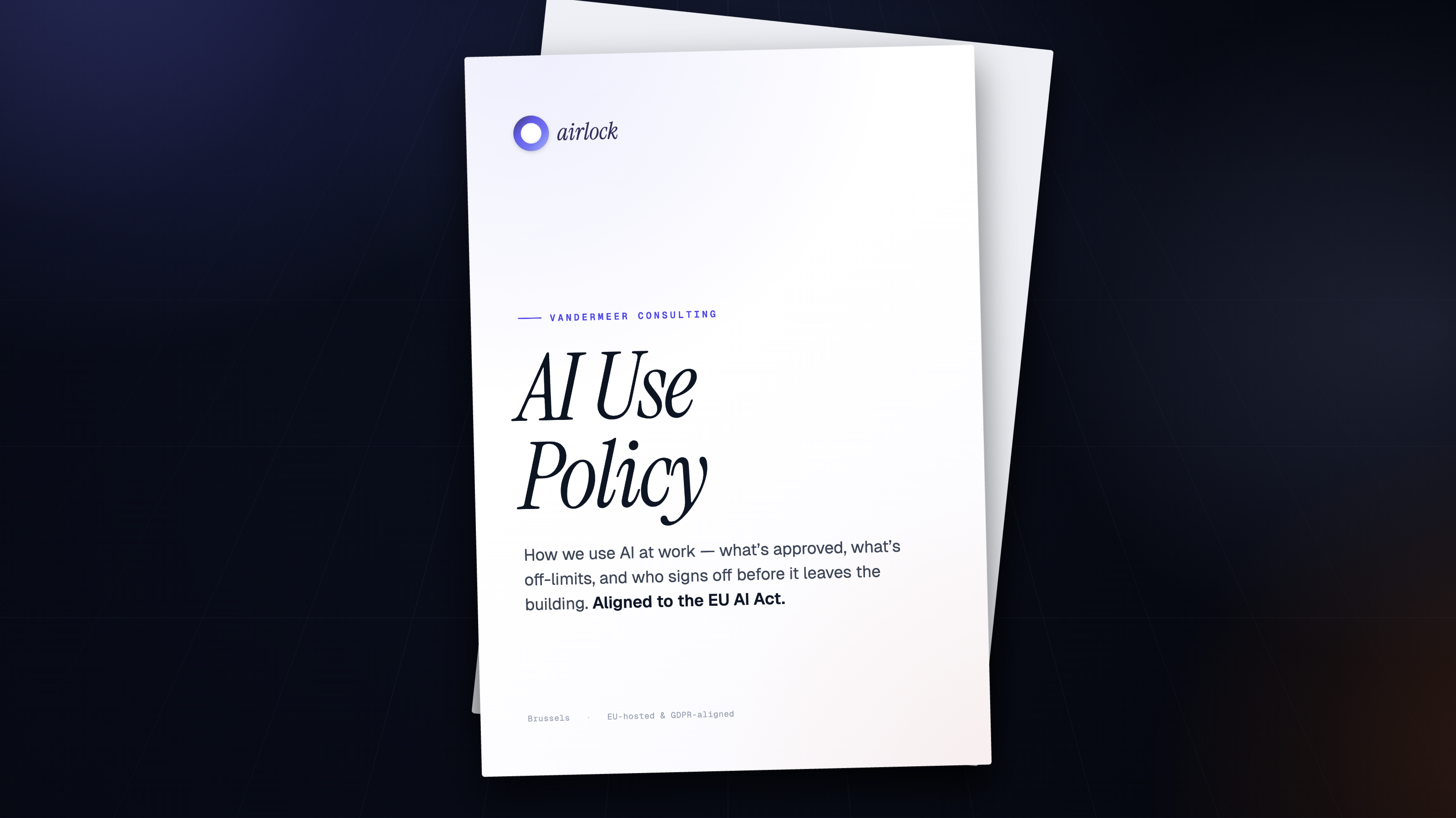 airlock AI policy promo: a one-page visual AI policy on a desk, with the airlock wordmark.