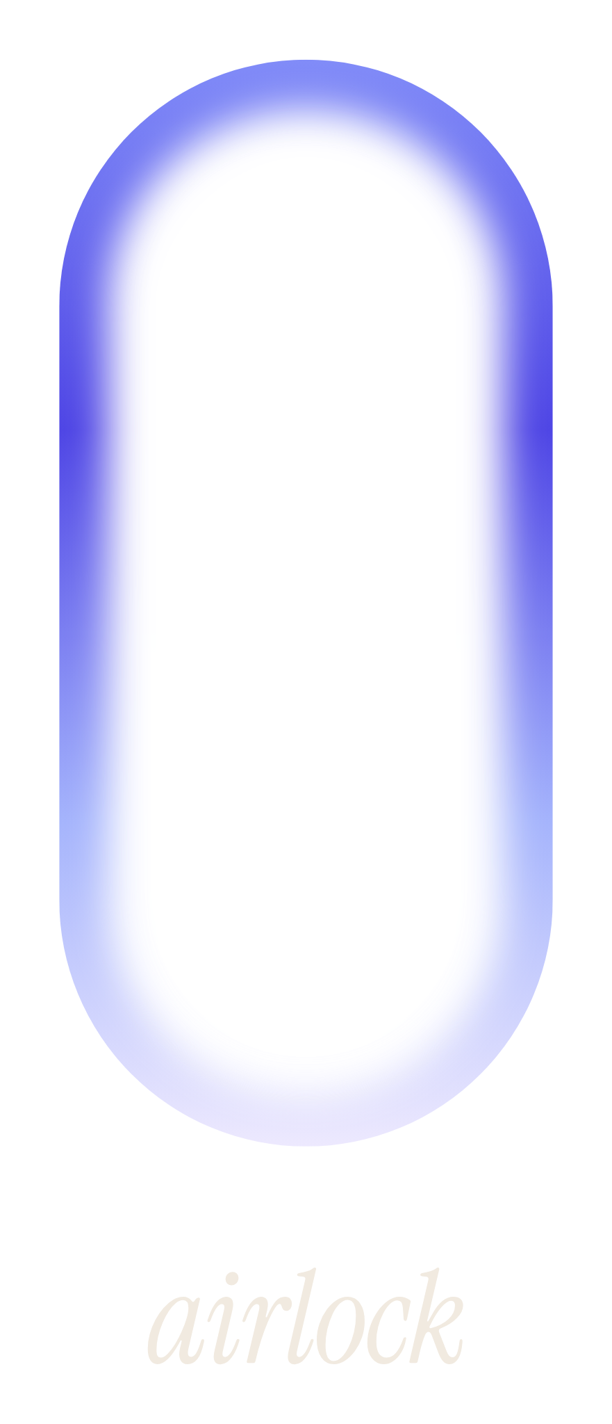 airlock logo stacked: the pill mark above the airlock wordmark, for dark backgrounds